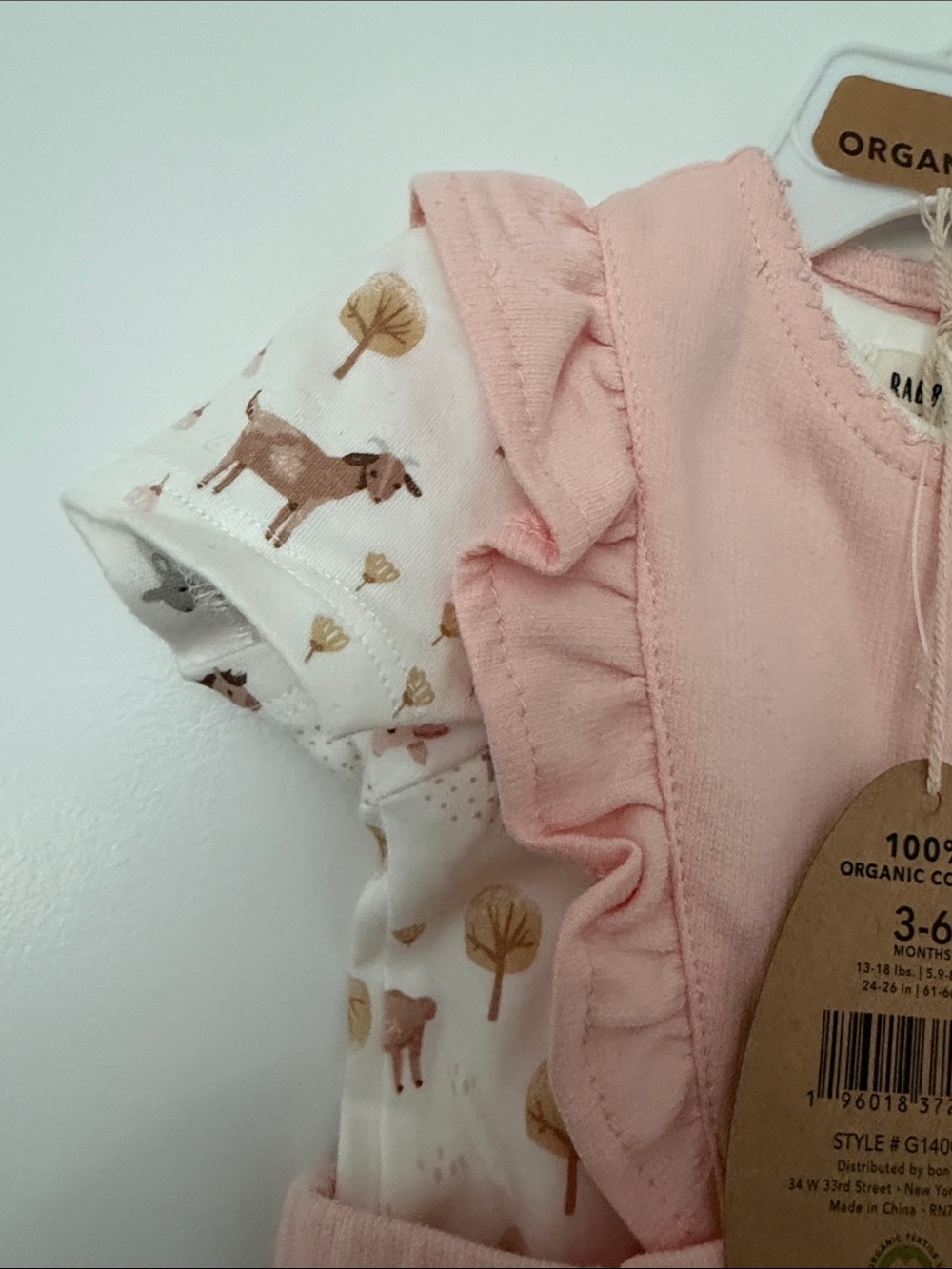 Pink Ruffle Romper Set with Printed Onsie - Picture 6 of 6